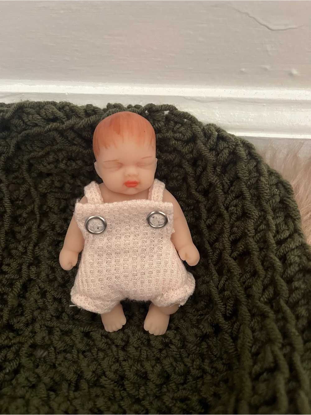 Mini silicone  Baby  in Light  cream  Romper
